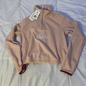 Adidas SWEATSHIRT Fleece 1/4 Zip Up Pink XS PRIMEGREEN
